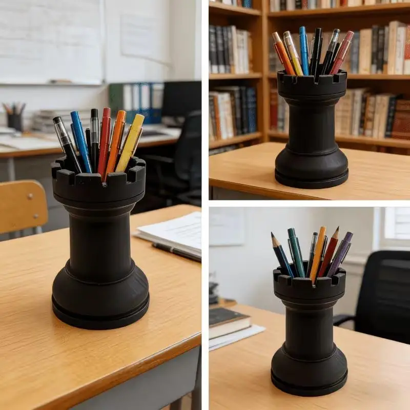 Creative Chess-Shaped Pen Holder Simple Storage Box For Cosmetics,Stationery, Makeup Brush Organizer Desktop Decor Gift