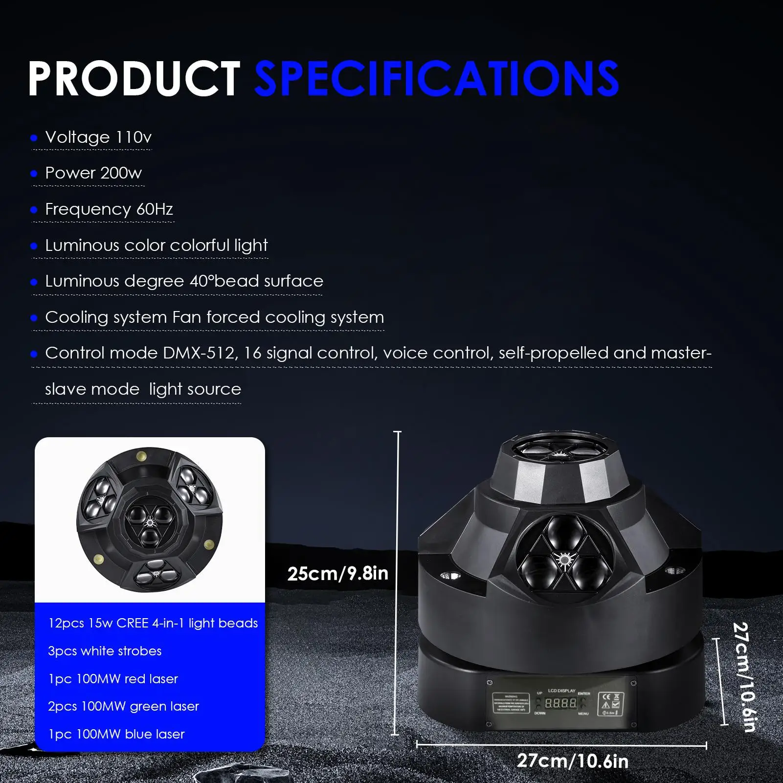 Luces con cabezales móviles para Dj, luces LED Rgbw 4 en 1 para palos con soporte, foco brillante para fiestas de salones de baile de hoteles