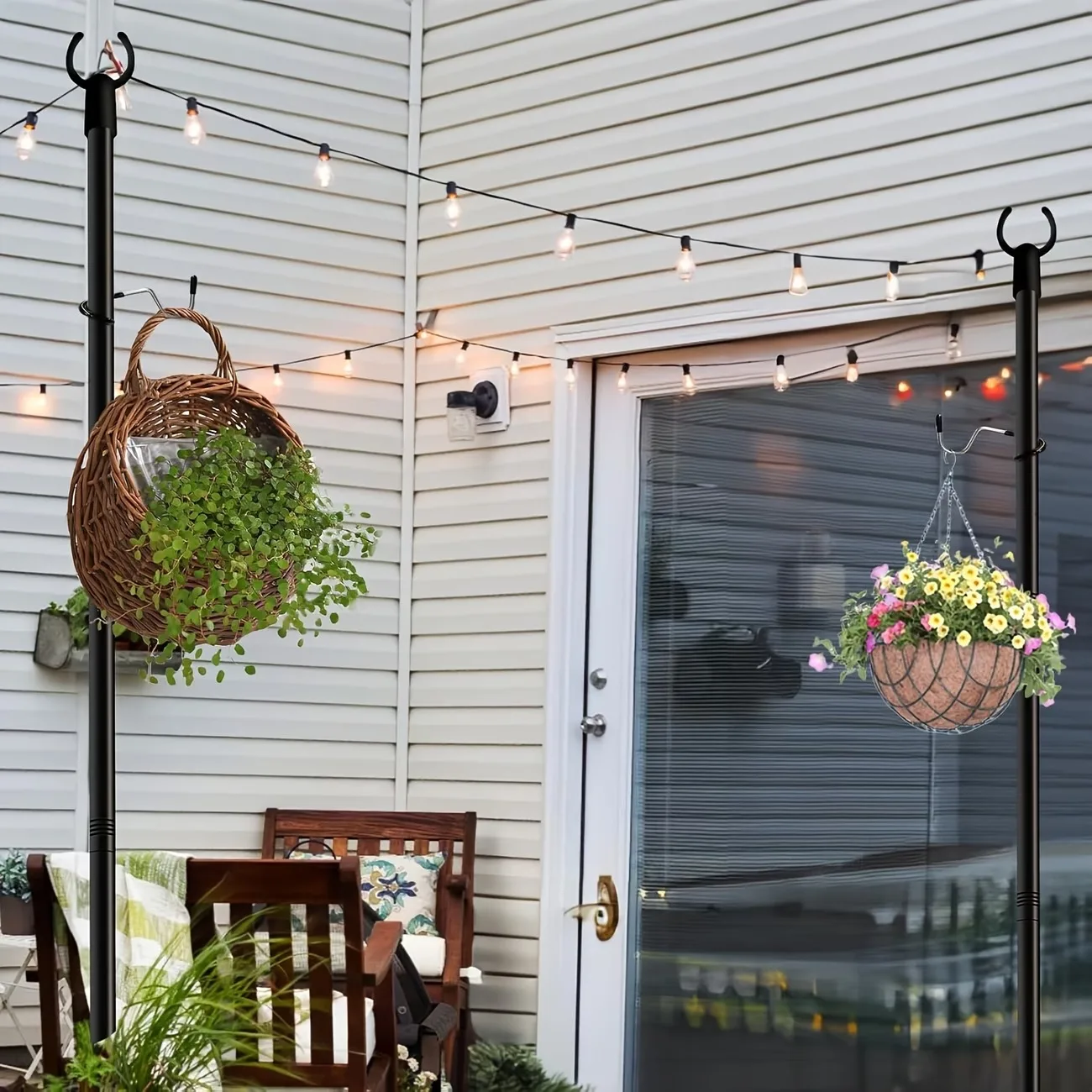 10-foot Heavy-duty Adjustable Metal Light Pole for Outdoor String Light Hanging, Backyard, Garden, Patio,Parties,Garden, Wedding