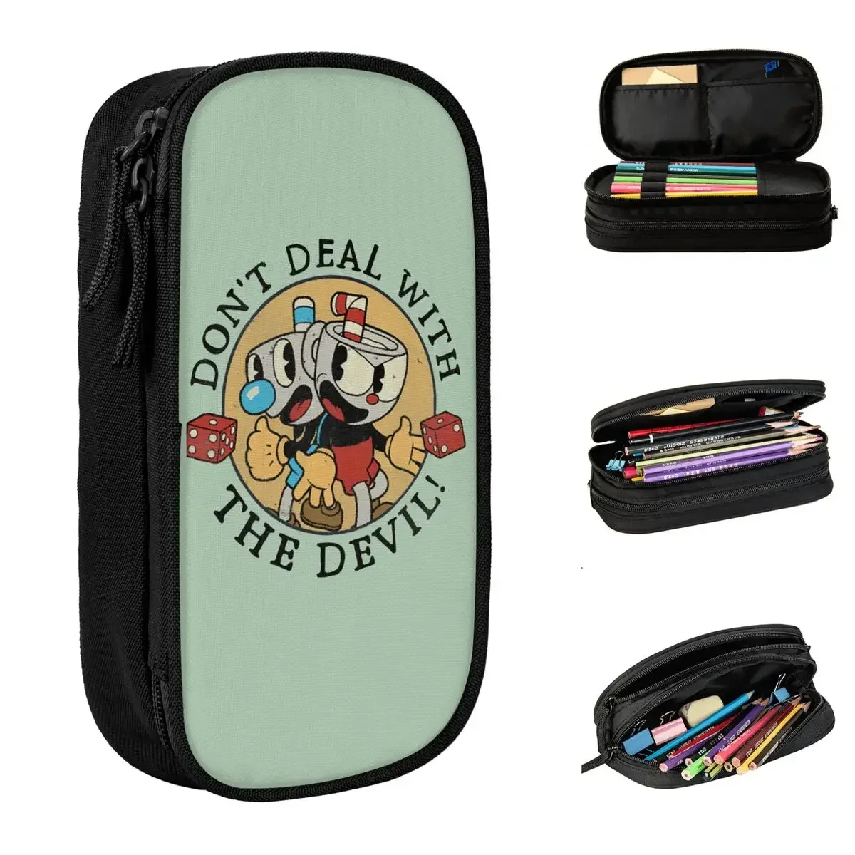 

Don't Deal With The Devil The Cuphead Pencil Case Game Anime Pencilcases Pen for Student Large Storage Bags Office Stationery