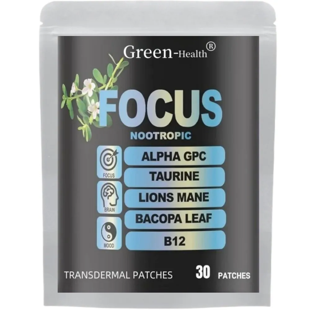 

30 Patches Focus 6-in-1 Nootropic Brain Transdermal Patches with Lions Mane, Vitamin C & B12, Taurine, Bacopa