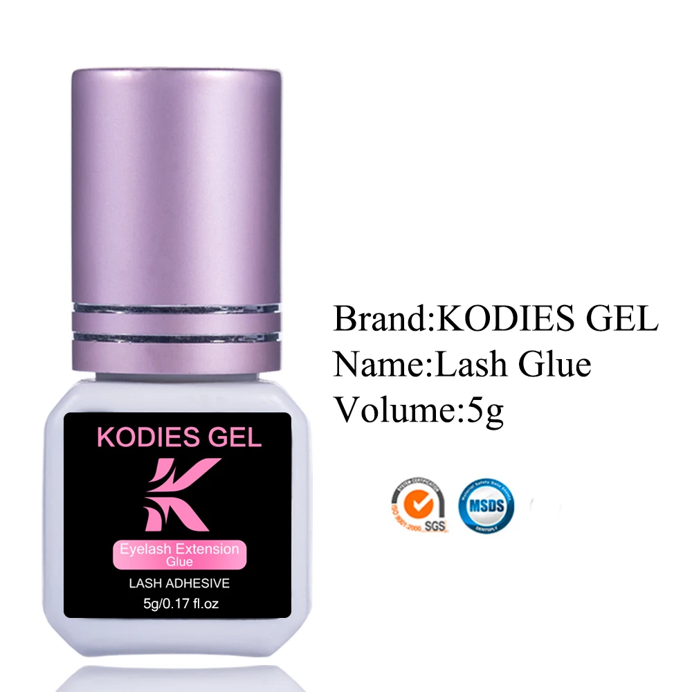 KODIES-pegamento Extra fuerte para extensiones de pestañas postizas, pegamento para pestañas postizas, resistente al agua, 5g, 0,5 segundos