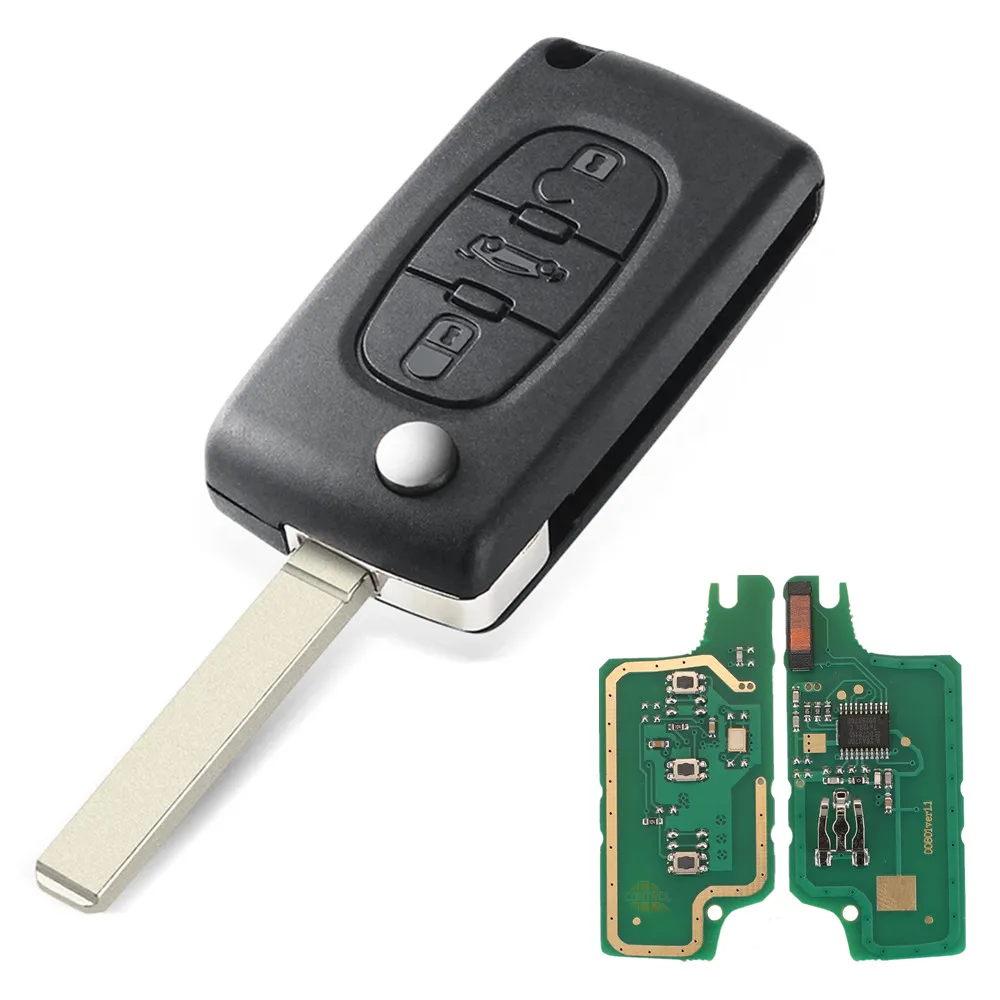 

4 Buttons Flip Floding Remote Car Key Auto ASK/FSK 433Mhz with ID46 Chip For Peugeot 1007 for Citroen C4 VA2 Blade CE0536 2pcs