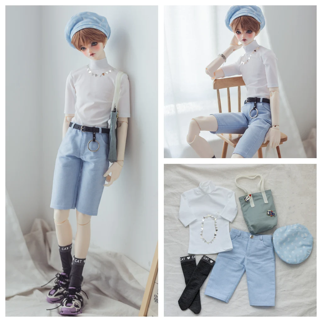 Tenue de vêtements trempée pour fille, T-shirt, short, sac, chapeau, chaussettes, accessoires UnmunButter, échelle 1/3, BJD, SD13, SSDF, C2navy