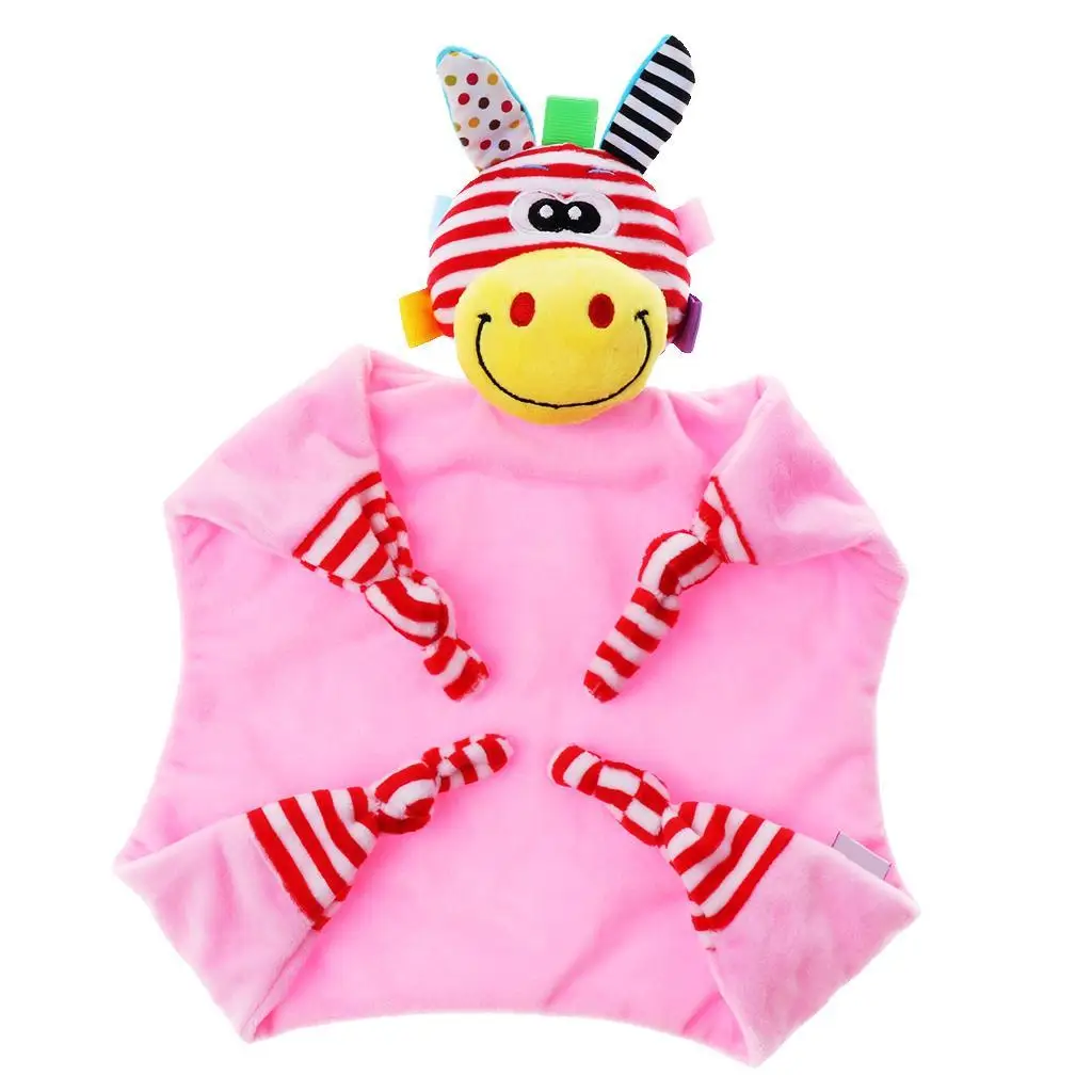 Unisex Baby Security Blanket Kids Soft Plush Teething Cloth Teething Hand Bell Toy for Infant and Toddler
