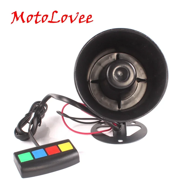 

MotoLovee 12V Motorcycle 4 Sound Loud Security Horn Vehicle Emergency Alarm Loudspeaker for E-bike Truck Moped Modificatio