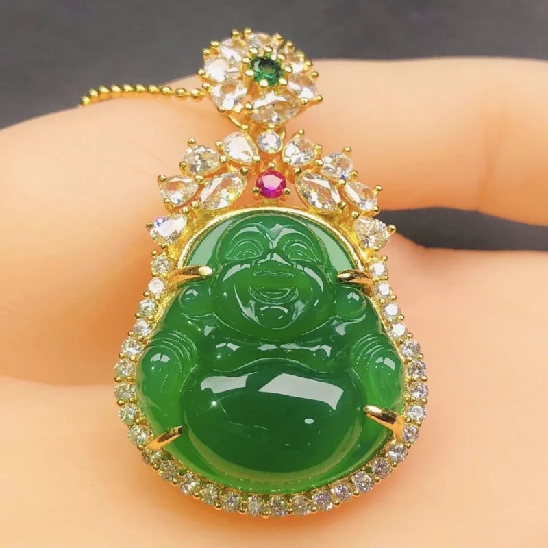 

Imperial Green Chalcedony Buddha Pendant