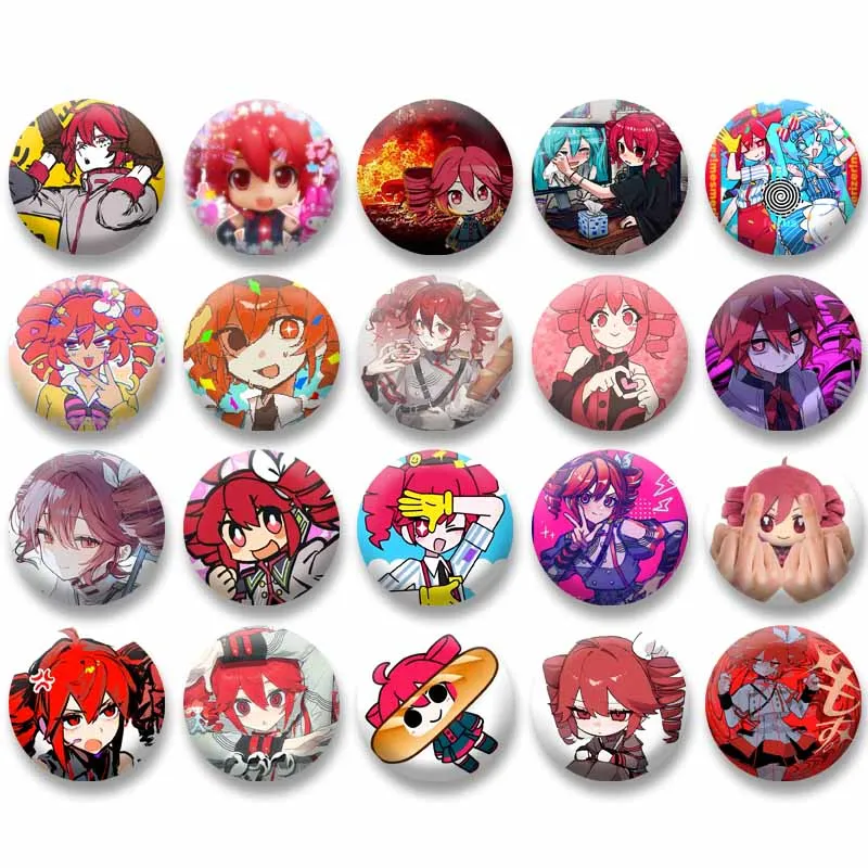 Cantor virtual kasane teto botão macio pinos bonito dos desenhos animados menina crachá broche redondo na mochila acessórios jóias presente para amigo
