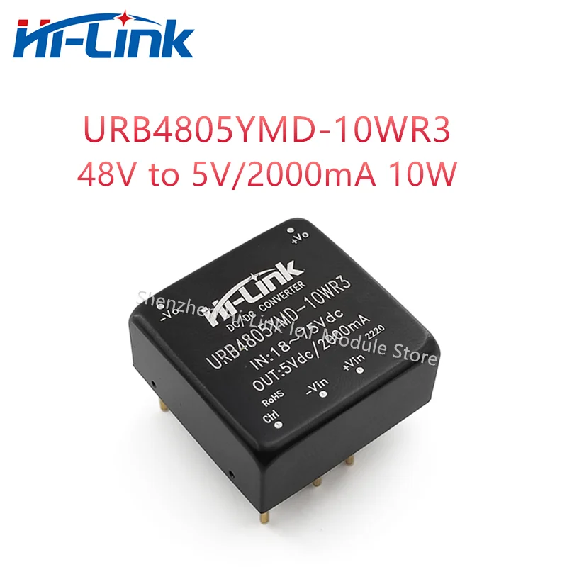 Hi-Link 48V untuk 5V 2A 10W DC DC modul daya URB4805YMD-10WR3 18-75V Input 1500Vdc isolasi DC ke DC Mini Transformer daya