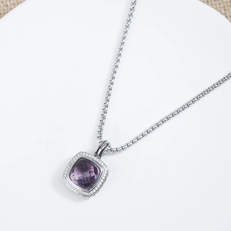 

Classic Women's Necklace Luxury Pendant Wired Design Necklace Pendant Amethyst Zircon Jewelry Fashion David Necklace Accessories