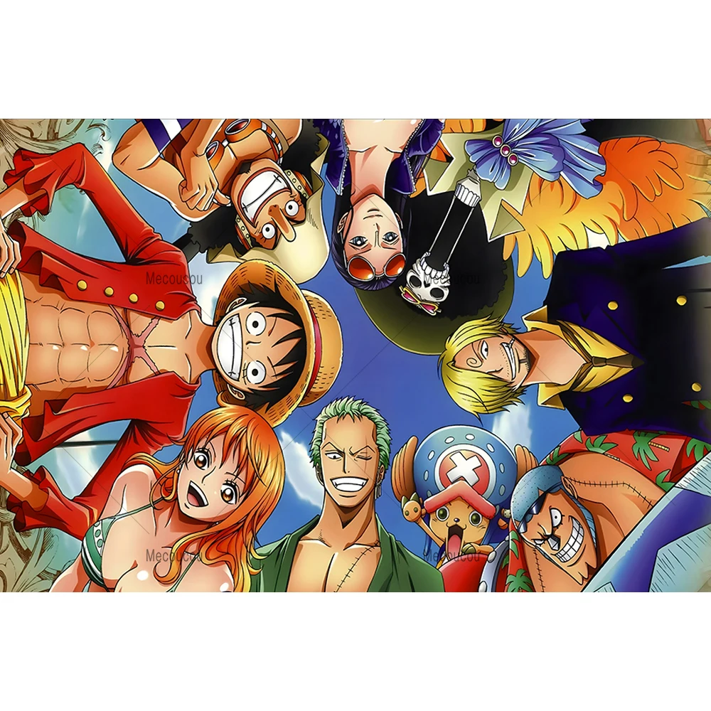 Tło fotograficzne Luffy One Piece z motywem anime, statkiem pirackim i Zoro, personalizowane, dekoracja na przyjęcie urodzinowe dla chłopca, baner, rekwizyt fotograficzny. — zdjęcie produktu 3