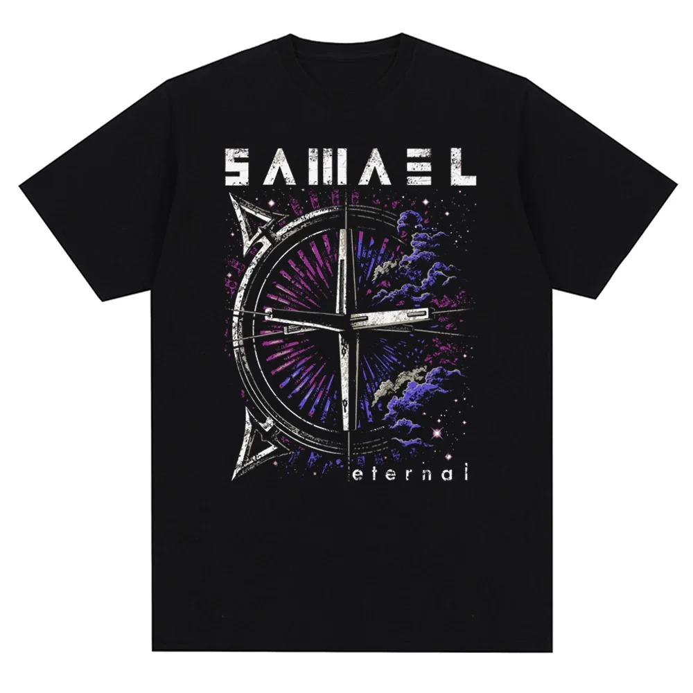 2024 Men Black Metal T-Shirt Streetwear Funny Samaels Band Print T Shirt Harajuku Short Sleeve Tops Cotton Casual Tshirt