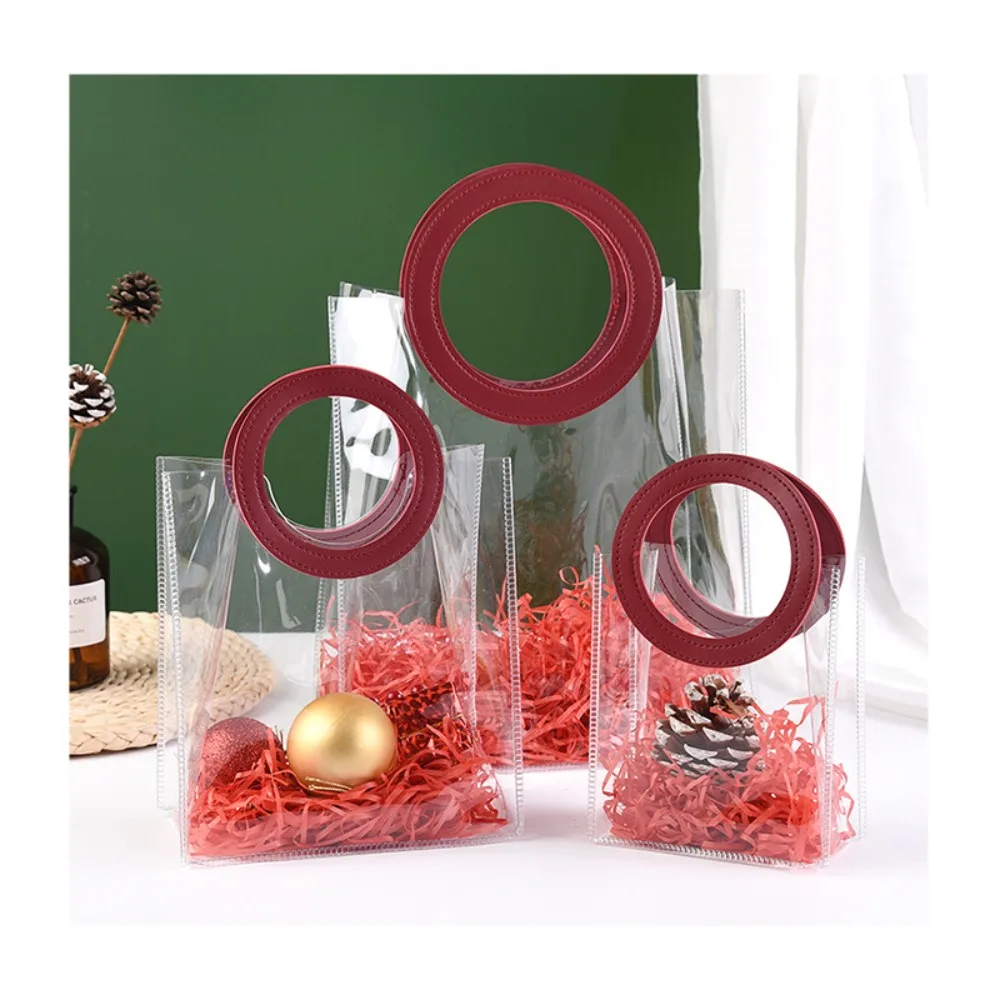 

Brand New PVC Clear Tote Bag Square Shape Handle Transparent Transparent Shopping Bags Round Shape Handle Waterproof Storage Bag