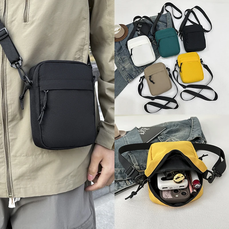 Korean Style Women's Crossbody Bag Solid Color Oxford Shoulder Handbag Simple Shopper Purse for Students Mobile Phone Bag