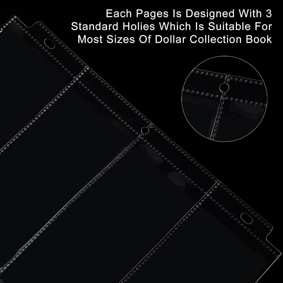 24 pçs 4 bolso currey mangas para 3 anel fichário claro currey álbum bill mangas holde coleção pasta folha de plástico protector