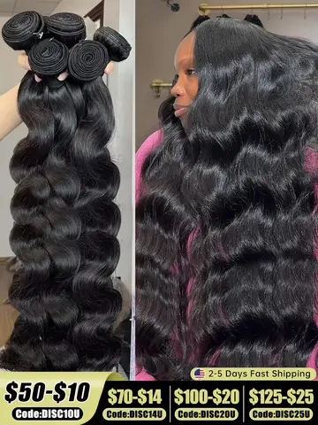 30 36 Inch Body Wave Raw 1 3 4 Bundles Indian 100% Unprocessed Human Hair Wavys Double Drawn Virgin Bundles Weave Extensions