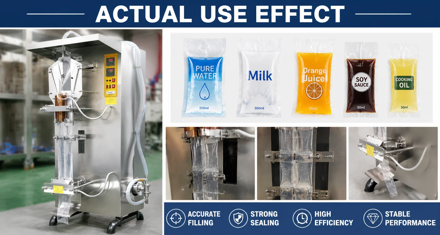 High Efficiency Sachet Pure Water Liquid Bag Automatic Liquid Packer Filling Sealing Packaging Machine