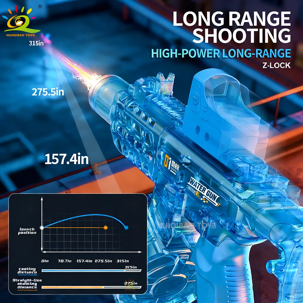 Fully Automatic Water Gun Toy, Light & Sound Assault Rifle Water Gun, Summer Outdoor Pool Interactive Toy for Adults & Children