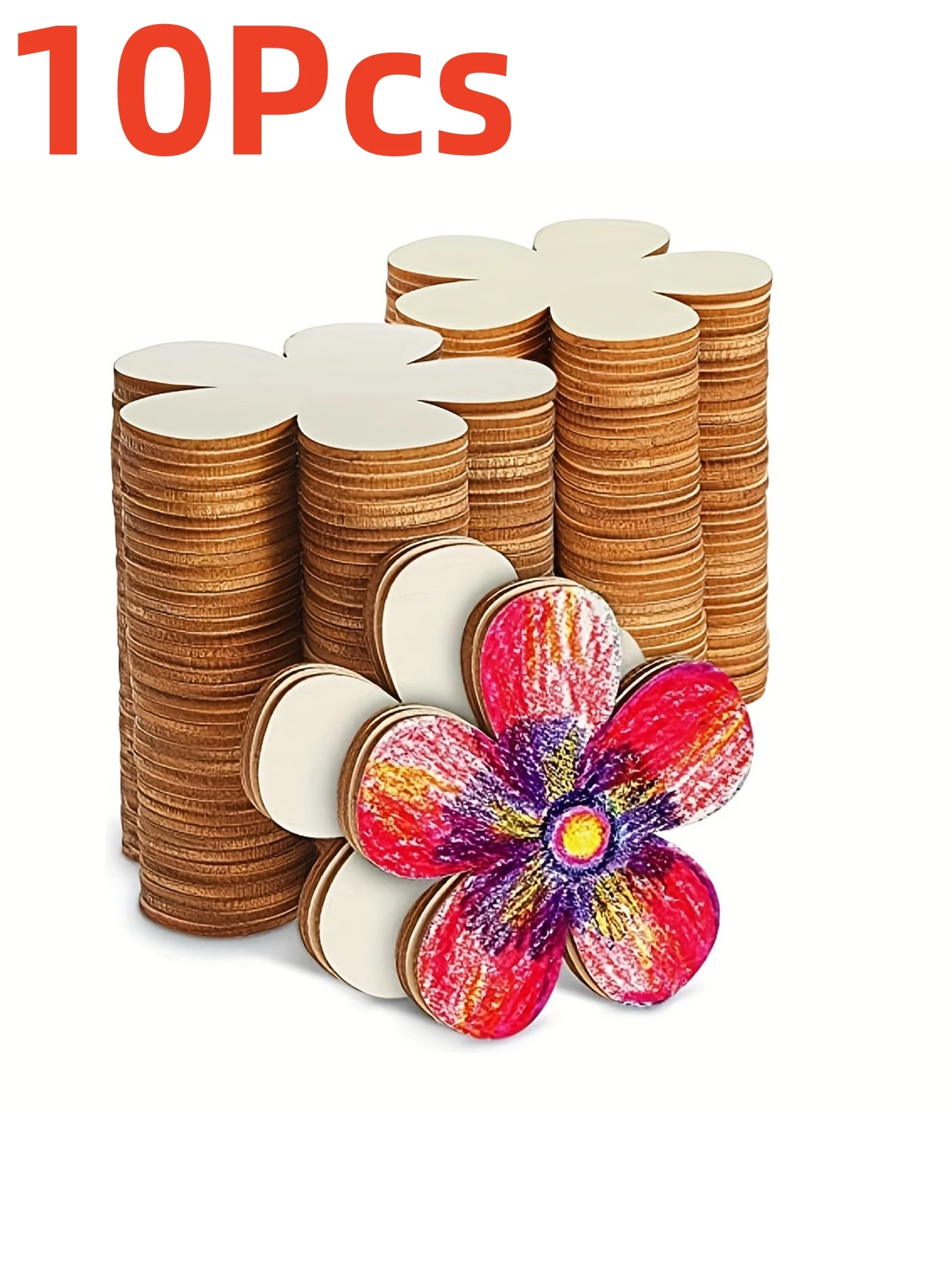 

10 шт. 3-дюймовые незавершенные деревянные вырезы с цветами, деревянные цветочные диски, поделки своими руками, пустая форма цветка, деревянные украшения