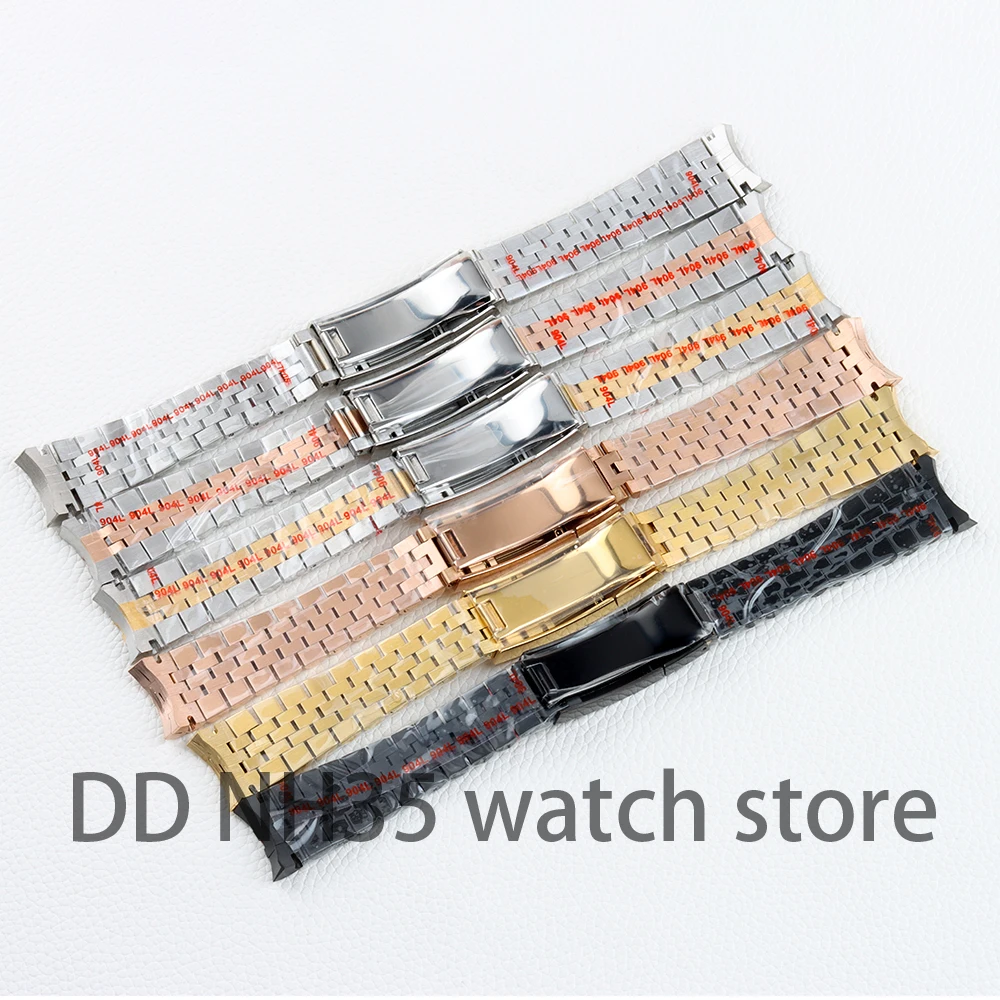 20MM Width Jubilee Bracelet 316L Soild Stainless Steel Glide Lock Clasp Wristband for datejust Sub gmt NH34 NH35 Watch Case 40mm