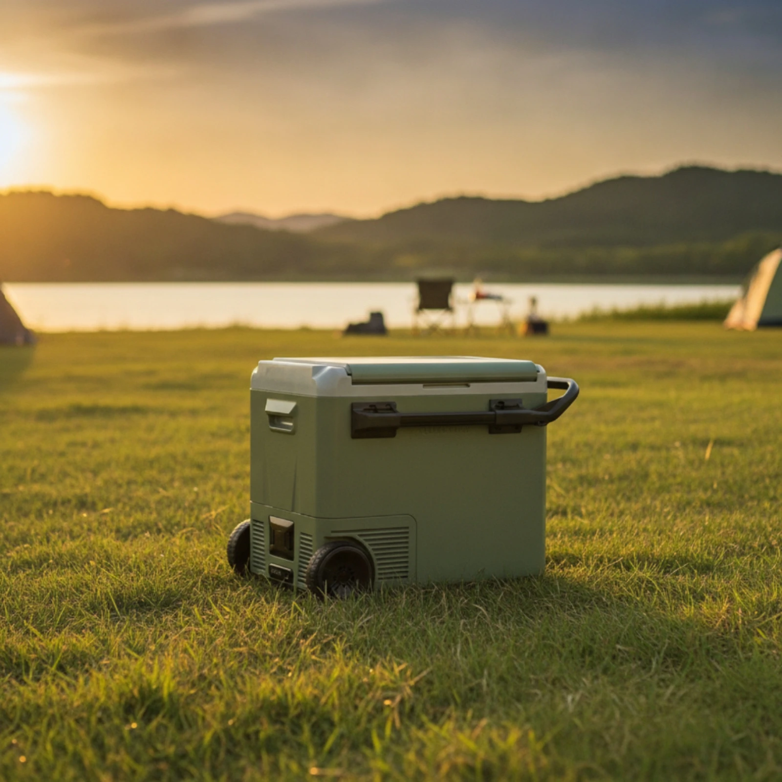 Portable Refrigerator with Wheels 12 Volt Compressor Cooler with Pull Handle Portable Car Freezer Electric for Campers, Camping