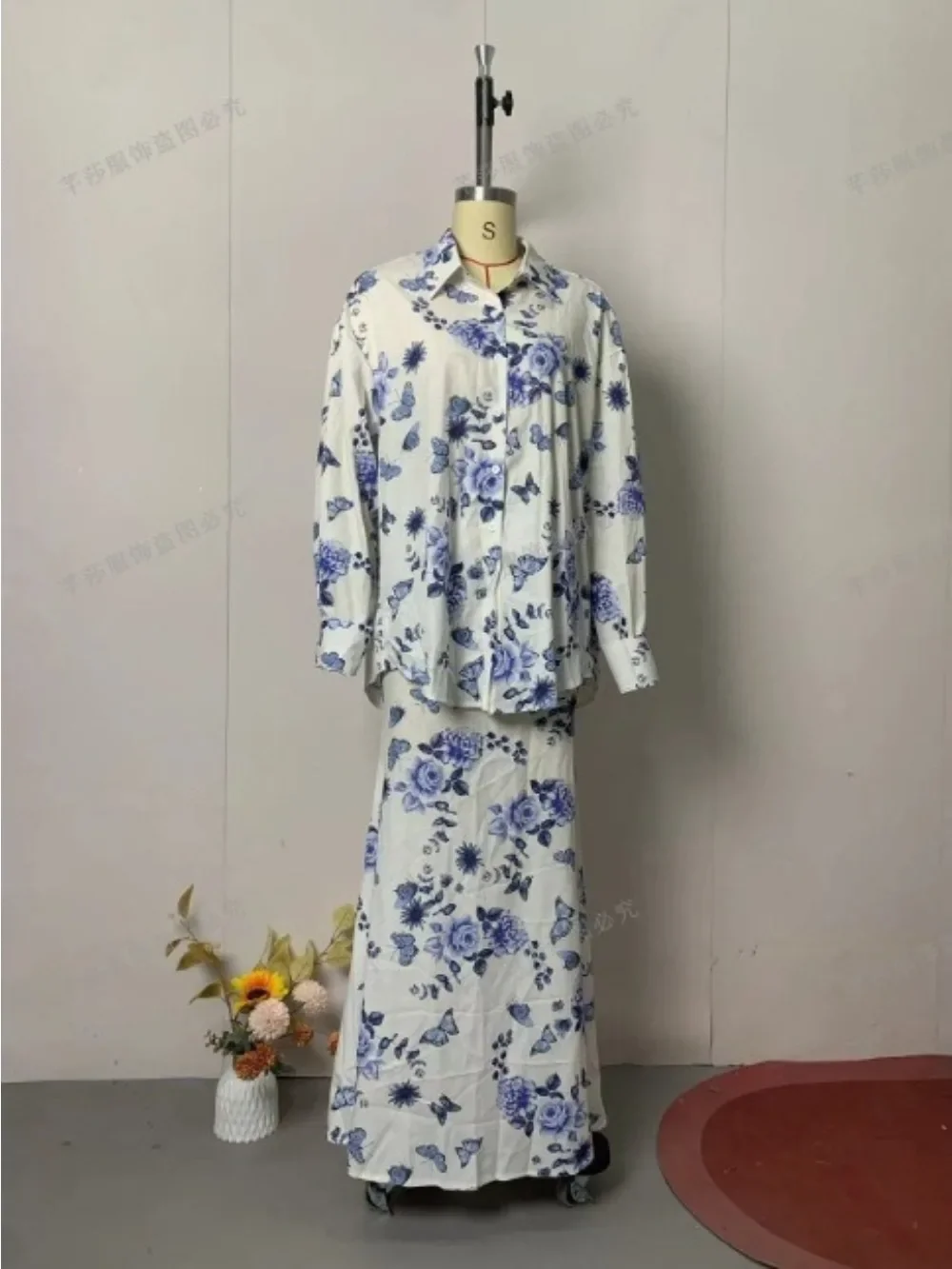 Eid Donna Stampa Camicia Gonna Musulmano 2 Pezzi Set Abiti Largos Partito Caftano Jalabiya Ramadan Dubai Caftano Arabo Abito Lungo 2025