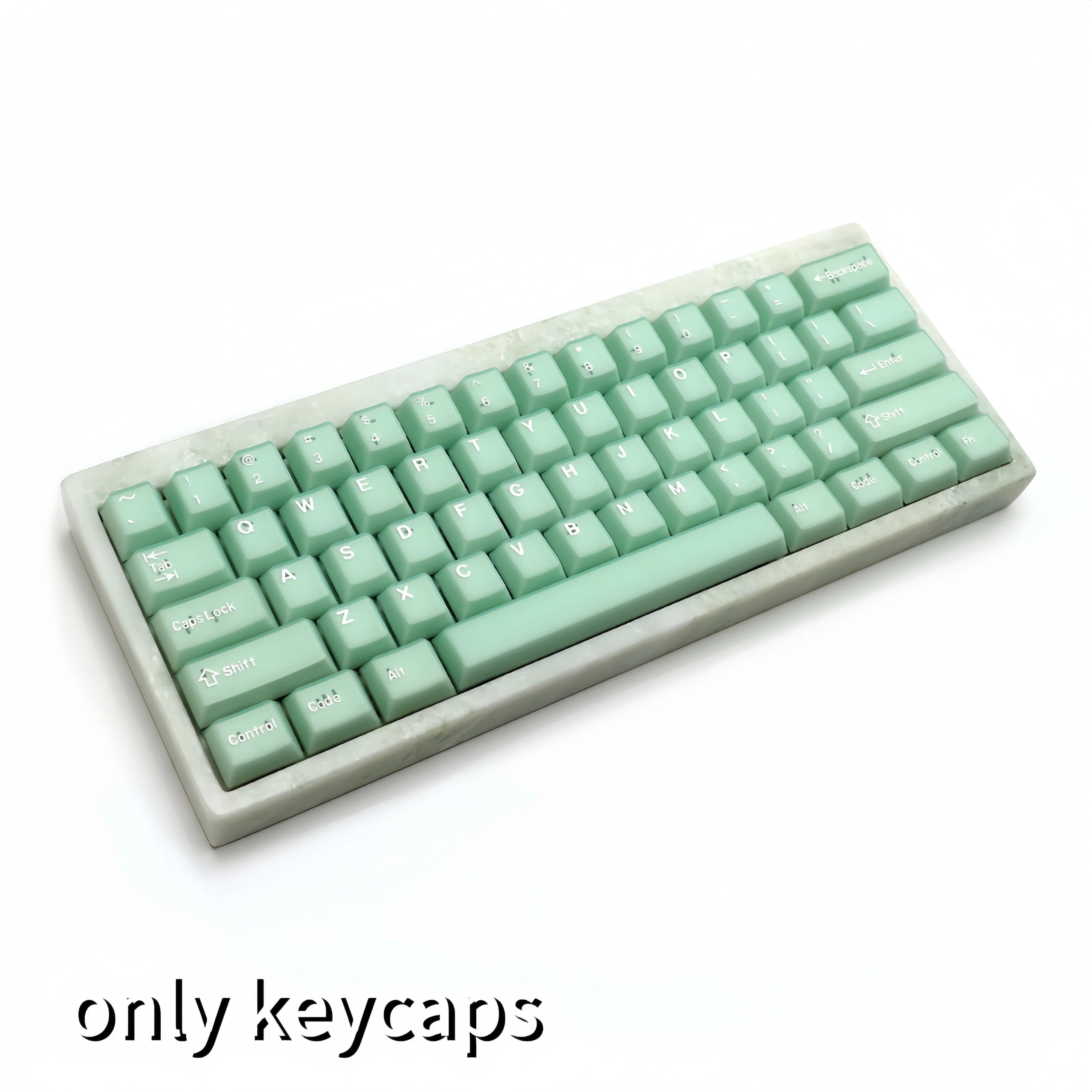 128Keyhan Jade Green Keycap, SimpleABS Translucent Green Keycap Set Is Suitable for 68 75 98 Etc., Two-Color Injection Molding