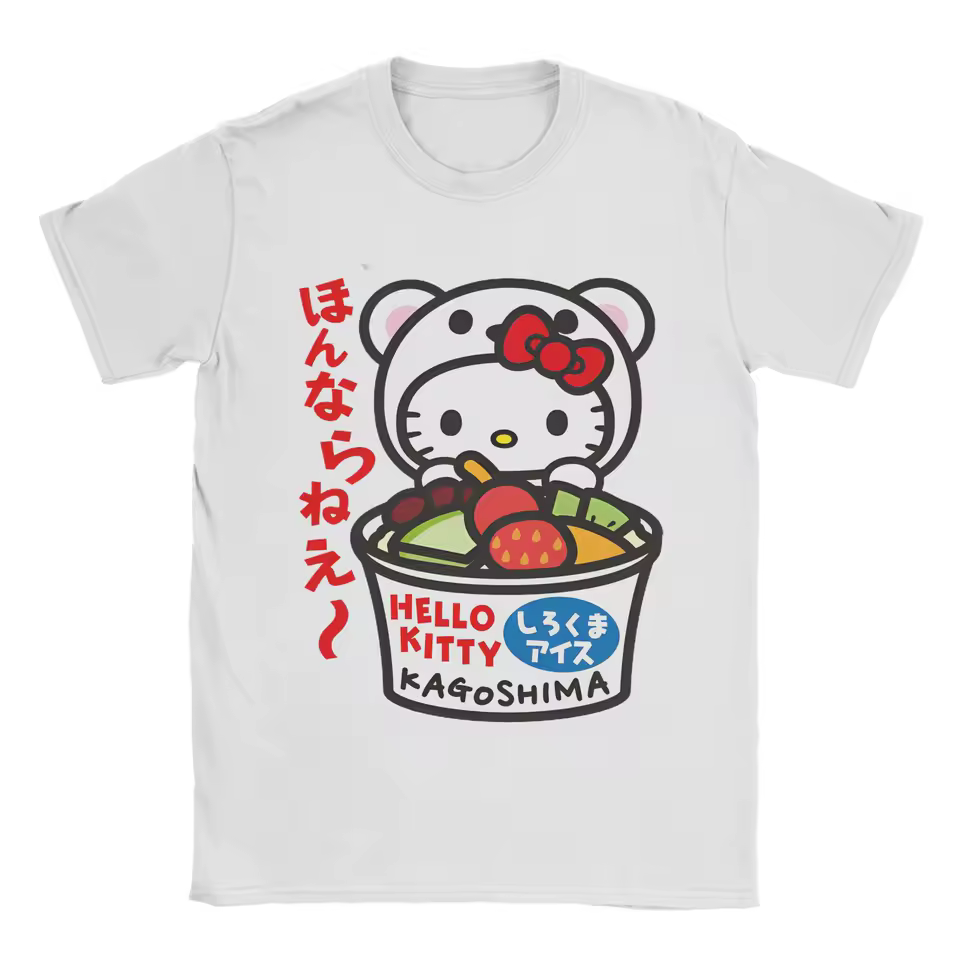 T-shirt Oversize Imprimé 100% Coton Hello Kitty en Forme d'Ours Blanc de Kagoshima Été 2026 – Haut Assorti Parent-Enfant pour Adultes et Enfants - AliExpress 1501