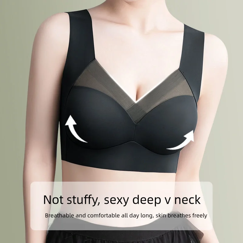 Integrated Ice Silk Seamless Underwear Without Underwire Holding Lightweight Comfortable Sports Sleep Bra  Simple Fashion