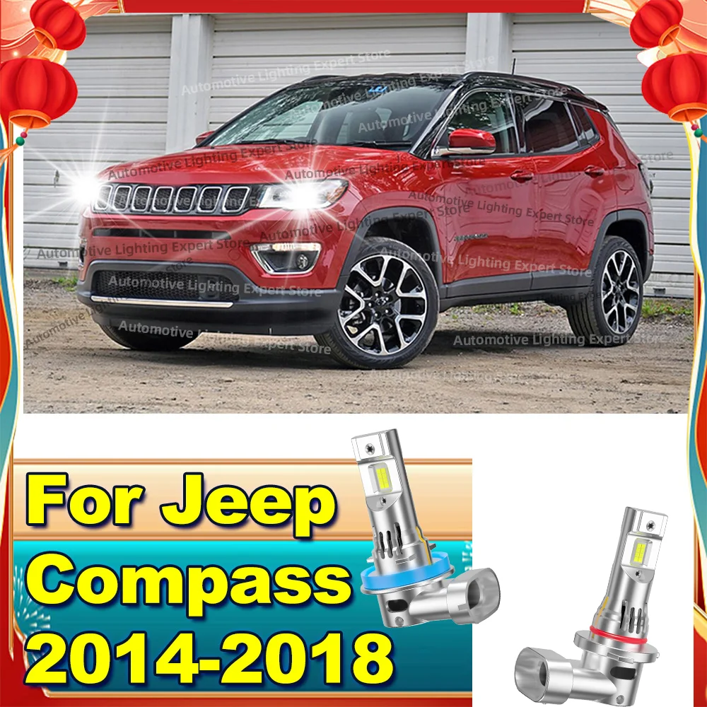 

2/4Pcs Led Car Headlights Canbus 180W Turbo Lamp 6000K White For Jeep Compass 2014 2015 2016 2017 2018