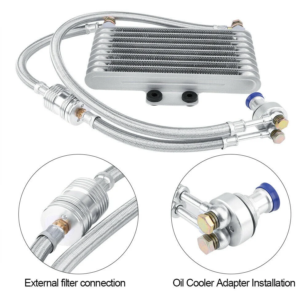 Motorcycle Engine Oil Cooler Cooling Radiator Kit 125Ml Aluminum Silver for Honda CB CG Engine