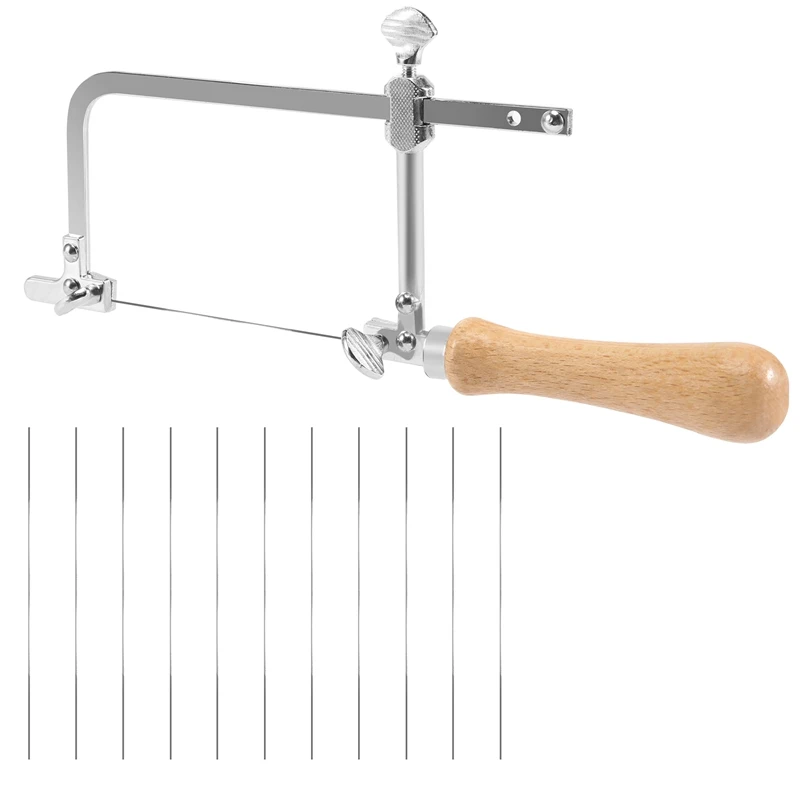 

A74P-Coping Saw Steel Frame And 12 Pcs Diameter 1Mm Wire Saw, Accurate Cutting For Wood, Metal, Plastic, Etc.