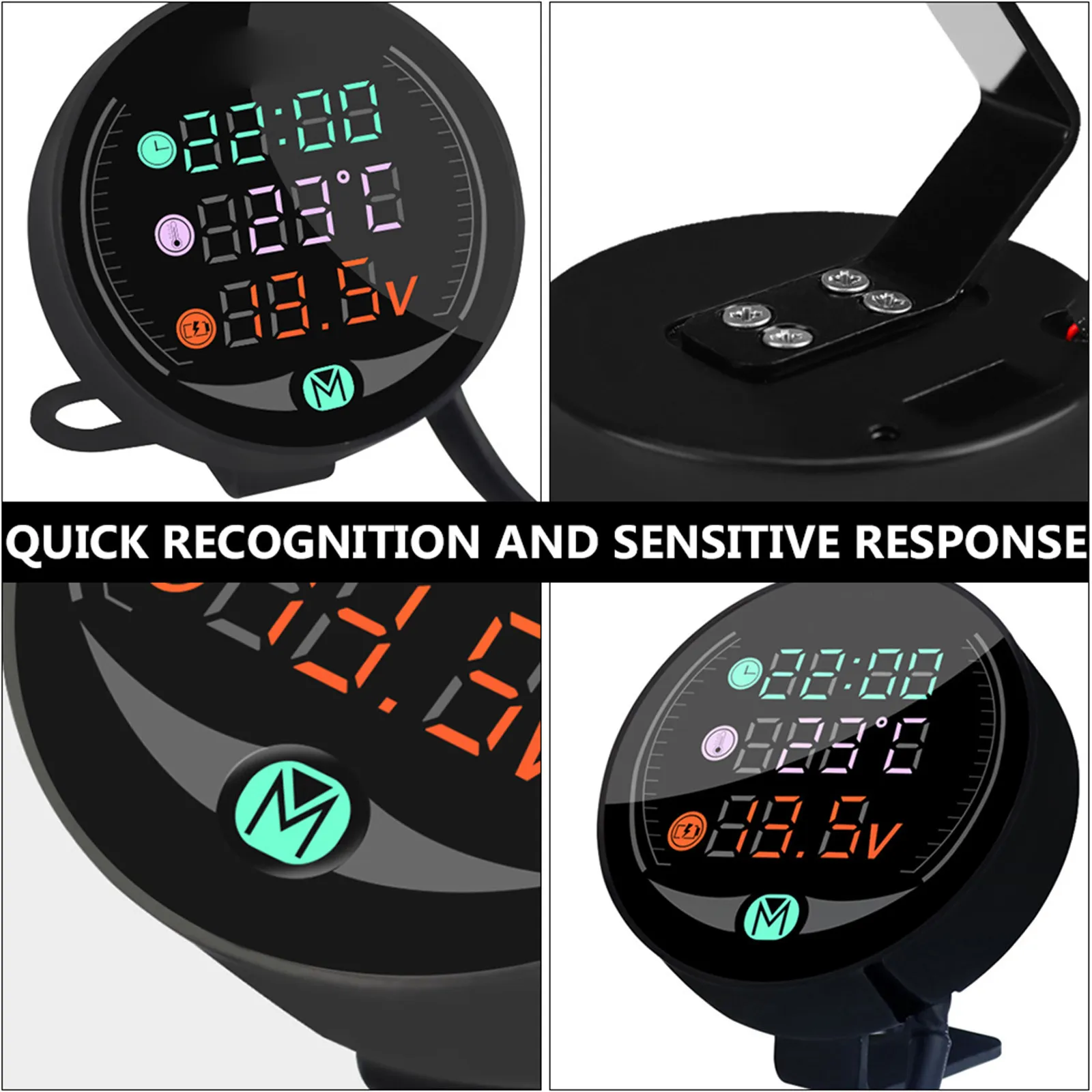 1Pcs Waterproof Voltmeter Motorcycle Voltage Digital LCD Temperature Dustproof Real-time Detection