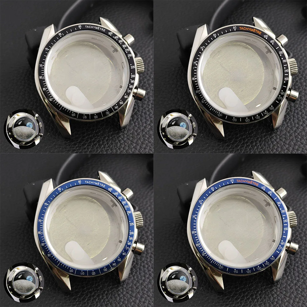 

39.7mm Men's watches metal case FIT VK63 movement watch case accessories Sapphire glass watch parts Fits 20mm strap Watch Box