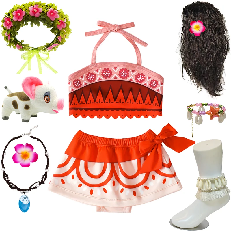 

Toddler Baby Girl Cosplay Cartoon Princess Moana Costume Holiday Kids Birthday Party Makeup Ball Clothing Fairy Newborn Clothes