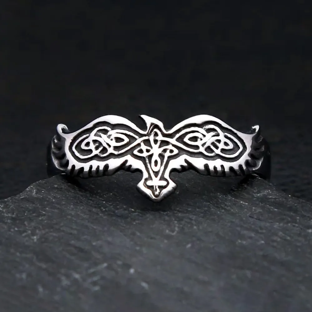 Viking Raven Celtic Knot Stainless Steel Ring Nordic Gothic Punk For Men And Women Motorcycle Stlye Fashion Jewelry Gifts
