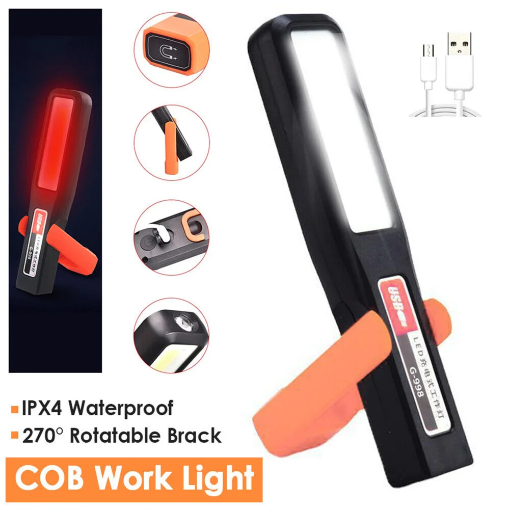 

Powerful COB LED Work Light USB Rechargeable Flashlight Magnetic Handheld Worklight Outdoors Car Inspection Light With Hook