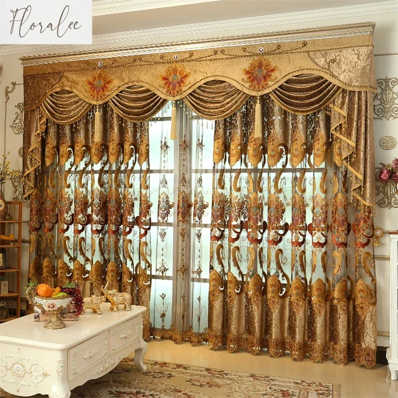 High Quality Luxury Elegant Room Curtains Valance Custom Made Window Curtains for Living Dining Room Bedroom Villa Hotel Study