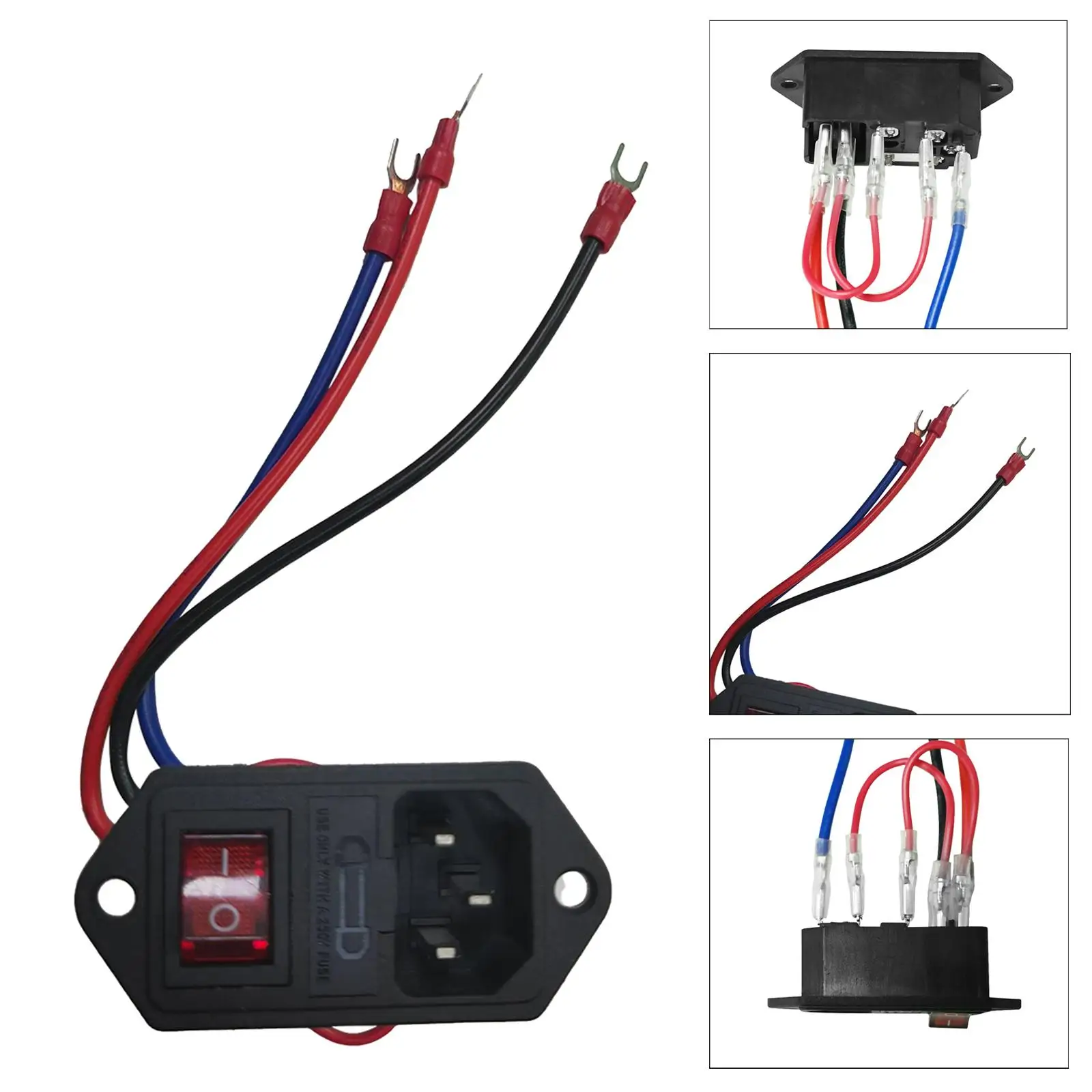 10A 250V Power Socket Inlet Module Plug 3D Printer Parts Male AC Power Socket with Switch Fused Module 3D Printer Power Socket