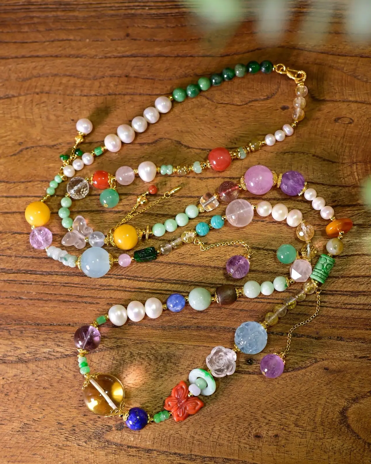 

Натуральное многоцветное ожерелье с кристаллами, цепочка для свитера, стерлинговое серебро 925 пробы, позолота, ювелирное изделие с драгоценными камнями в китайском стиле, подарок