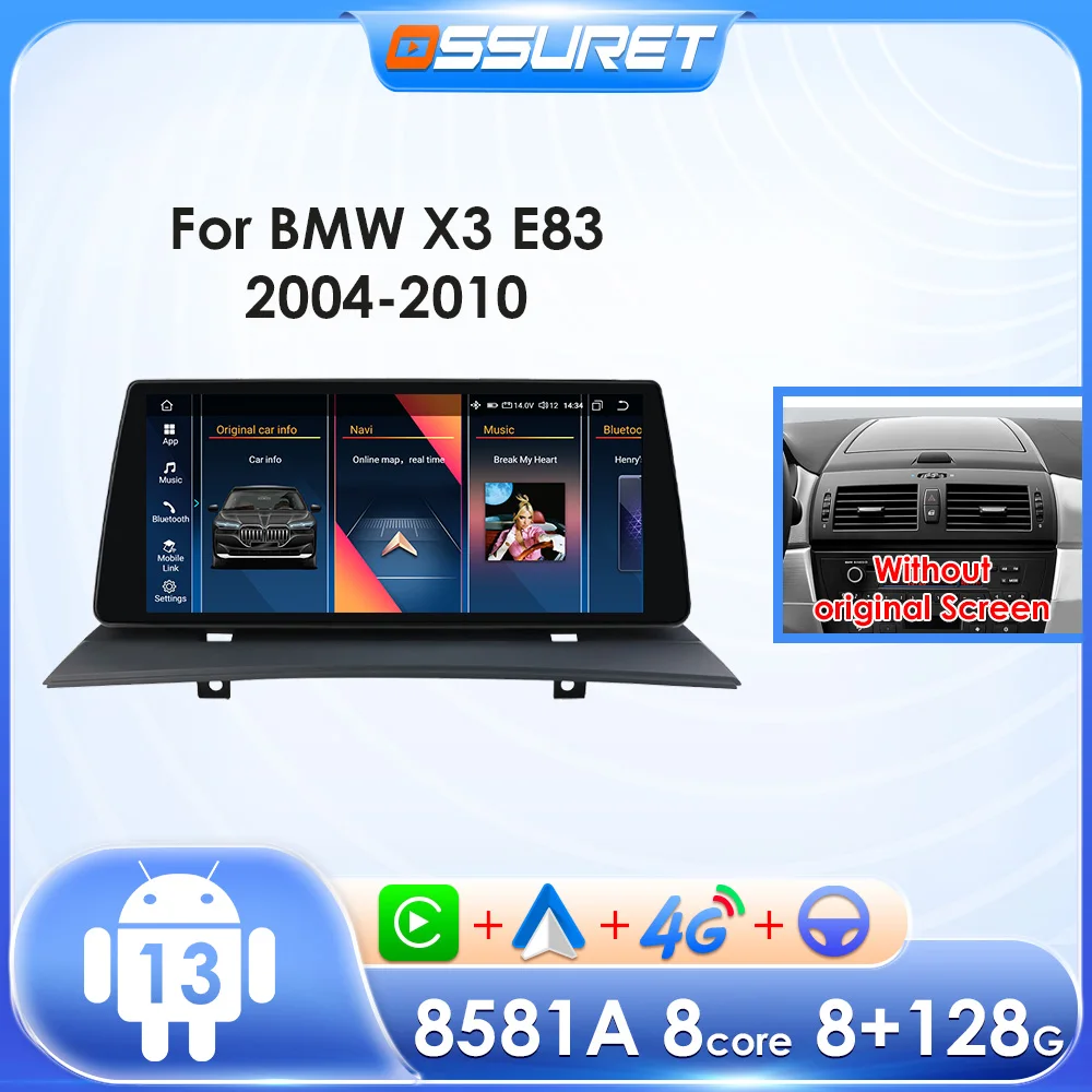 Autoradio für BMW X3 E83 2004-2010 Android Auto Carplay Autoradio Multimedia Video Player 10,25 Zoll GPS Navigation 4G WIFI DSP