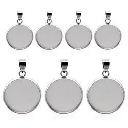 10pcs/lot Stainless Steel Blank Cabochon Base Setting Charms Pendant For 6 8 10 12 14 16 18 20 25mm Jewelry Making DIY Supplies