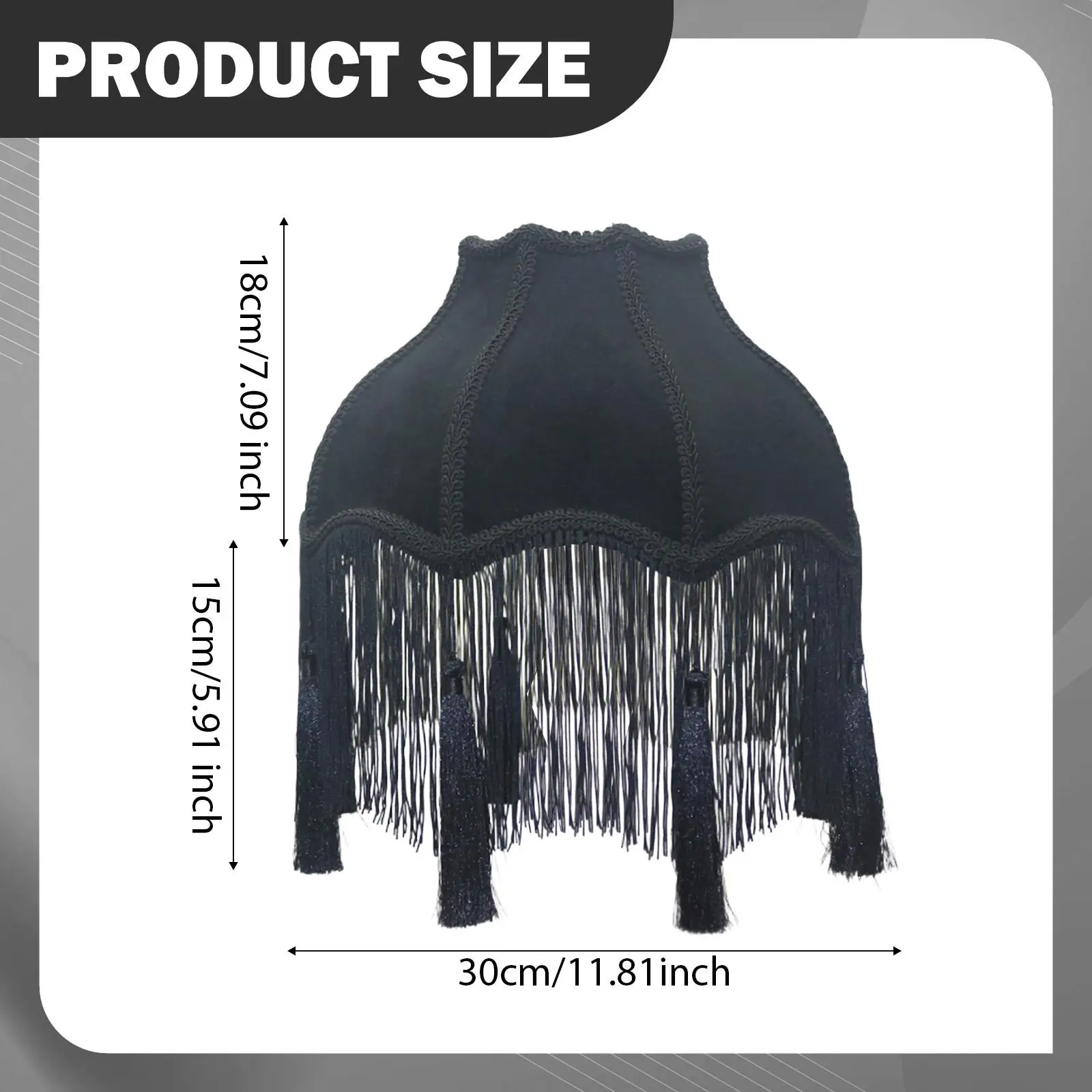 Small Scallop Velvet Lampshade with Decorative Fringe Bell Lamp Cover for Floor Lamp E27 Home Accessories