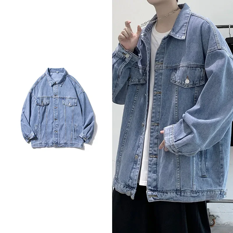 Spring and autumn new trend Korean version slim-fit men's Japanese retro jacket ink-splashed denim jacket men's clothes