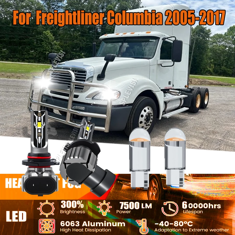 

9005 9006 881 Preium CSP Headlight LED White Fog Bulbs - Water Resistant Construction For Freightliner Columbia 2005-2017