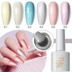 VOKY 7.5ml new feature Light colored Metallic Gel nail polish Spring/Summer Semi-Permanent Nail Soak UV/ LED Nail Art Gift