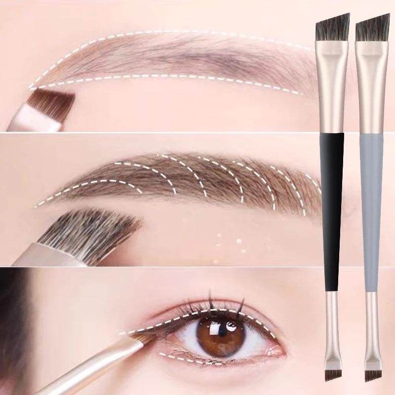 Brocha profesional para cejas, delineador de ojos, hoja de cabeza plana en ángulo, delineador de ojos, brochas de maquillaje para contorno de cejas, herramientas de maquillaje de doble cabezal