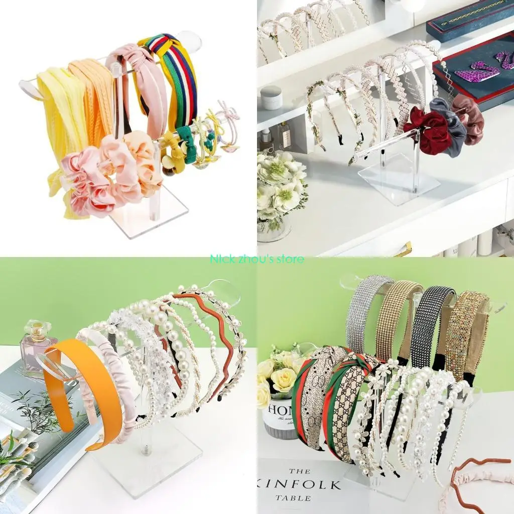 E15E Clear 2-Tier Acrylic Headband Stand for Necklace Display Headband