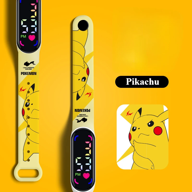 Pokemon Strap LED Electronic Watch New Cute Pikachu Gengar Waterproof Bracelet Fashion Boy Girl Digital Watches Birthday Gift