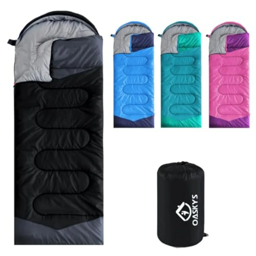 

Camping Sleeping Bag for 3-Season Use Lightweight Waterproof Nylon in Olive Green, Warm for Cool Weather Breathable for Summer,